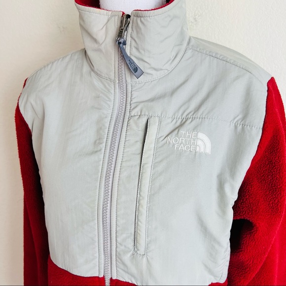 Rare North Face Red & Grey Fleece Zip Jacket Coat - Picture 3 of 12